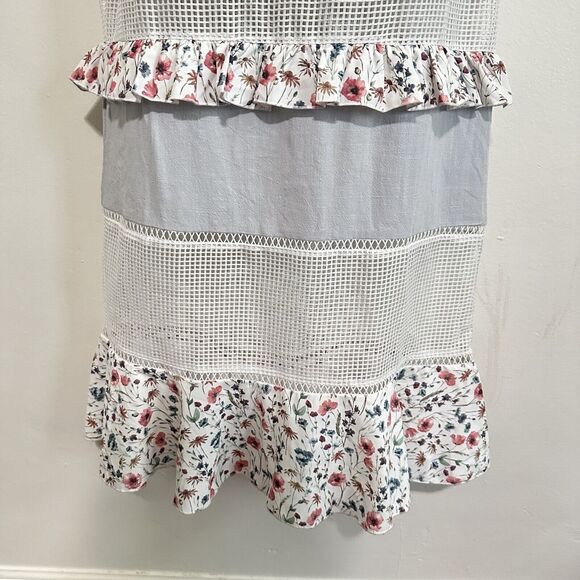 Lulus Lost In Lunar M Florance Cottagecore Linen Cotton Eyelet Tiered Maxi Dress - Picture 6 of 14